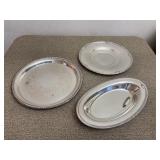 Silver Tone Serving Platters 3 Piece