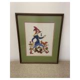 Vintage Framed Archer & Dogs Embroidery Decor