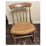 Cane Bottom Wooden Vintage Rocking Chair