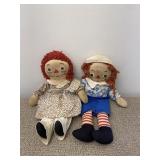 Set of Old Vintage Raggedy Ann & Andy Dolls