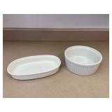 Set of 2 White Baking Dishes Including Corning
