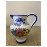 Hand Painted Portuguese Pottery Water Pitcher