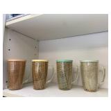 Plastic Wicker Like Cups Set of 4 Vintage