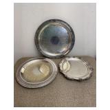 Set of 3 Round Silver Style Serving Platters