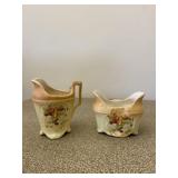 Pair of Hand Painted Creamer and Sugar Bowl Set