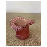 Fenton Cranberry Pink Top Hat Art Glass 3"