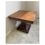 Wooden Pedestal Parlor Table Empire Style Vintage