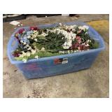Large Tote of Artificial Plastic & Silk Flowers