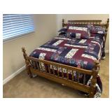Nice Wood Bed & Bedding Combo Set