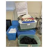 Large Lot Plastic Totes Ironing Board Linens