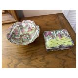 Japanese Porcelain Bowl & Trinket Box Set Vintage
