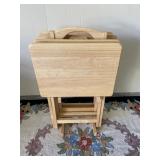 Set of Wooden TV Trays & Storage Rack