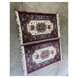 Set of 2 Small Burgundy Floral Rugs