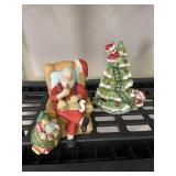 Santa Claus & Christmas Tree Vintage Figurines