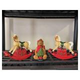 2 Rocking Horses & 1 Bear Christmas Music Boxes