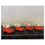 Vintage Christmas Red Santa Boots Set of 4