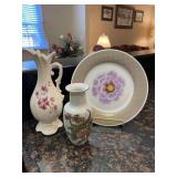 Floral Home Decor Vase Pitcher Plate