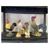 Group of 5 Rooster & Chicks Figurines