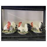 Set of 3 Sitting Rooster Figurines