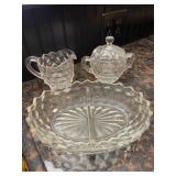 Fostoria Clear Cream & Sugar Set & Plate