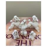 Mini White Poodle Family Bone China Vintage