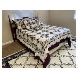 Nice Wood Bed Headboard & Quilt Comforter Set