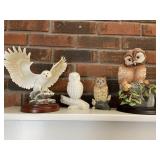 Set of 4 Vintage Owl Figurines Including Lenox