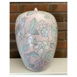 Chinese Vintage Pink Bird Theme Vase Urn with Lid