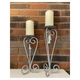 Set of 2 Silver Tone Scroll Candle Holders