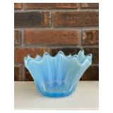 Fostoria Blue Opalescent Art Glass Bowl Vintage