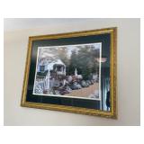 Large Floral Cottage Print Gold Frame