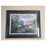 Lake & Floral Themed Large Wood Framed Print