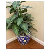 Nice Faux Houseplant with Blue Butterfly Planter