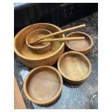 Wood Salad Bowl Serving Set