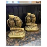 Pair of Vintage Brass Owl Bookends
