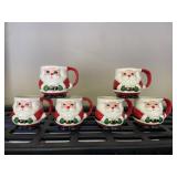Set of 6 Small Santa Claus Coffee Mugs