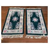 Set of 2 Dark Green Small Area Rugs
