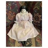Old Vintage Porcelain Doll Dark Hair
