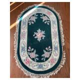 Green Pink Floral Small Oval Area Rug