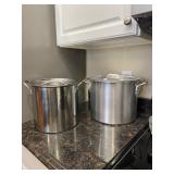Set of 2 Large Metal Soup Stock Pots