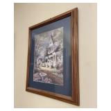 Big White House & Bird Bath Framed Print