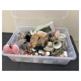 Tote of Vintage & Modern Figurines Trinkets Decor