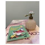 Vintage Pink Perfume Bottle & Mother Goose Book