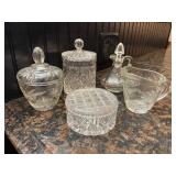 5 Piece Clear Cut Glass & Crystal Set