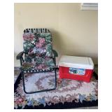 Folding Lawn Chair & Red Igloo Cooler Set
