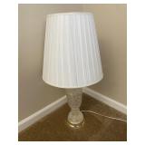 Cut Glass Base Lamp White Shade