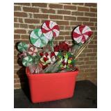 Red Tote with Lollipops & Christmas Home Decor