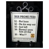 Porcelain Bar Sign & Holder