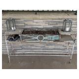 Wrought Iron Garden Plant Table & Lanterns