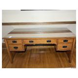 Oak Mission Style Glasstop Desk